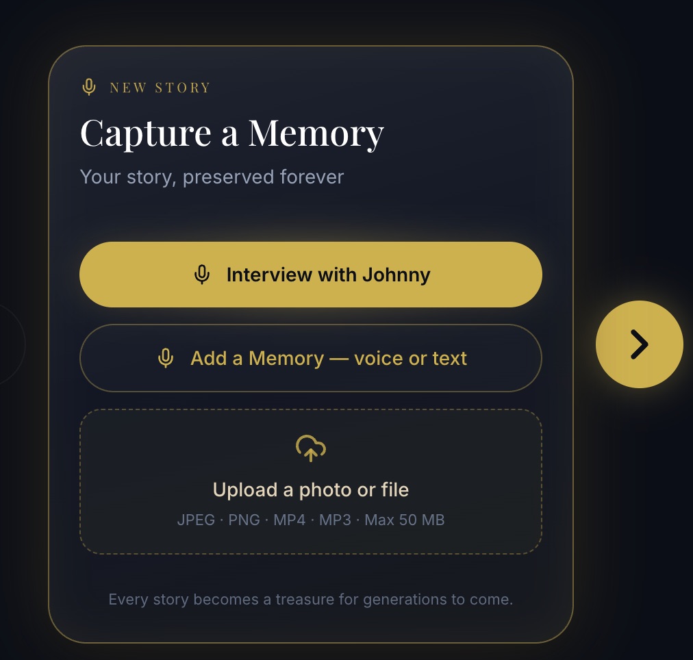Focused Theme — Capture a Memory card on Aeterna