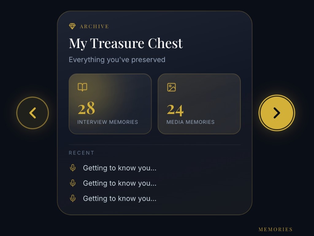 My Treasure Chest — interview and media memory counts in your digital vault