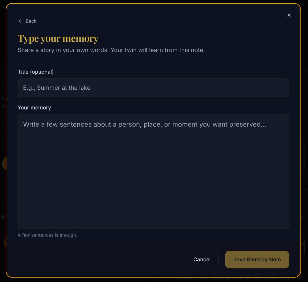 Type your memory form